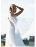 One Shoulder White Organza Pleated Flowing Wedding Dress